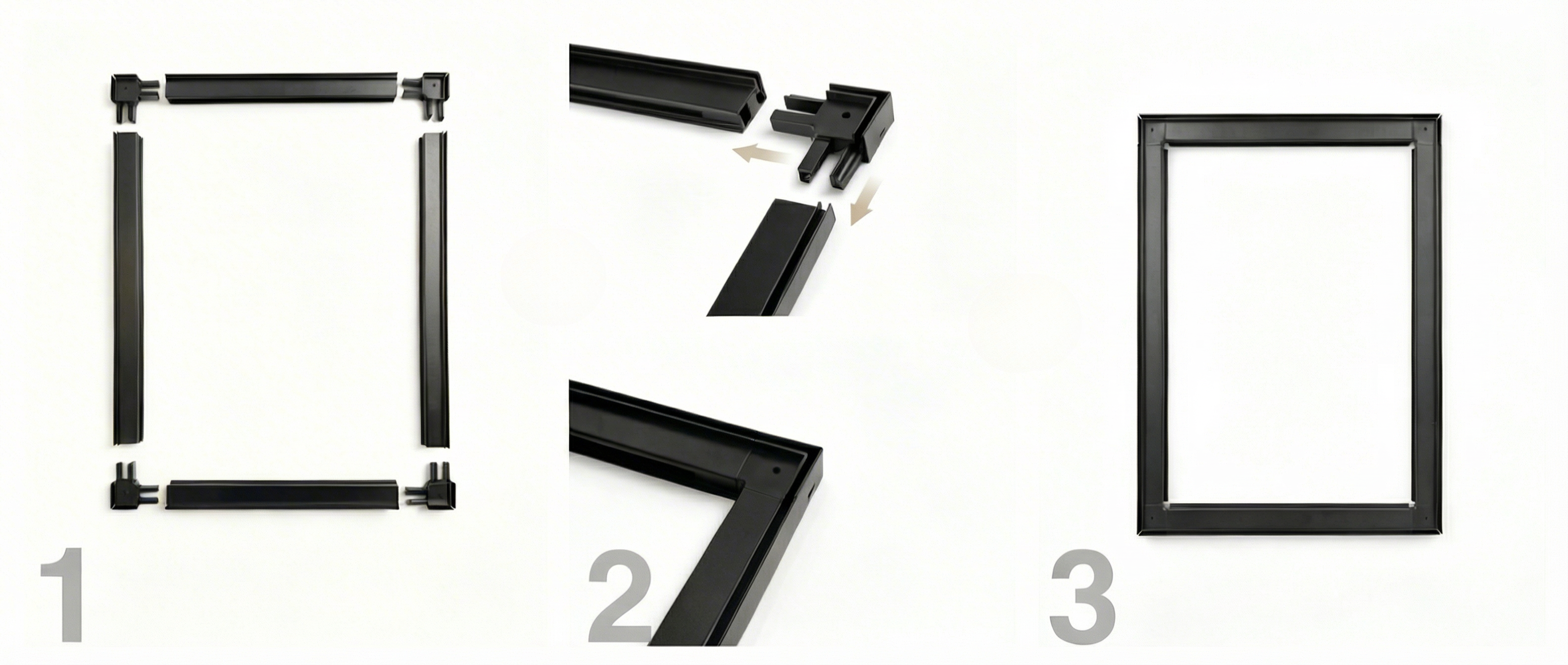 Framilie modular aluminum wall art frame for swappable fabric prints