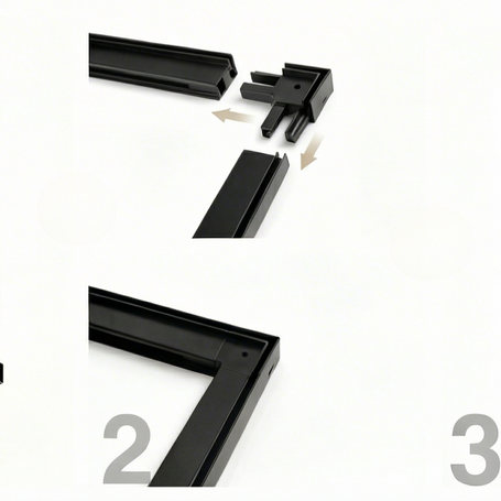 Framilie modular aluminum wall art frame for swappable fabric prints