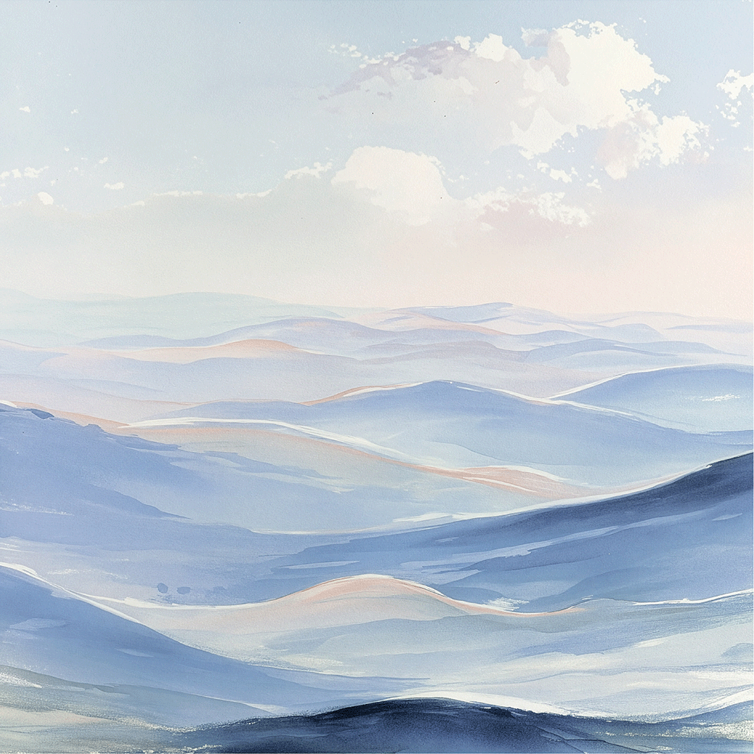 Coastal wall art print with soft horizon and light blue tones, airy decor for modern home
