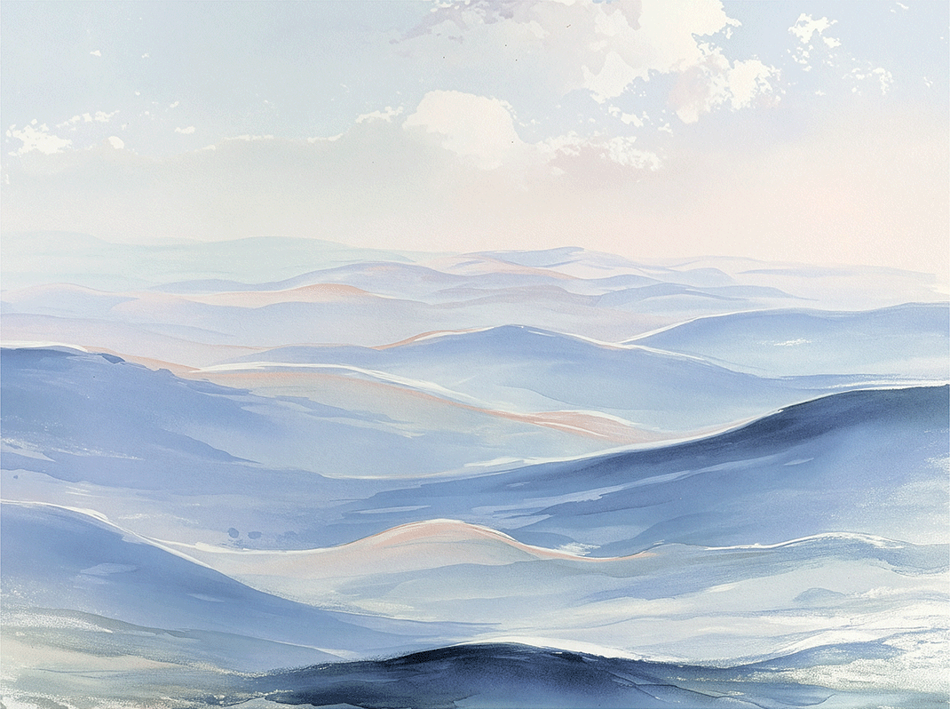 Coastal wall art print with soft horizon and light blue tones, airy decor for modern home
