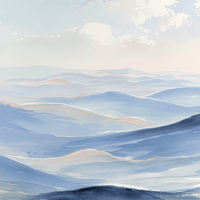 Coastal wall art print with soft horizon and light blue tones, airy decor for modern home