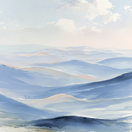 Coastal wall art print with soft horizon and light blue tones, airy decor for modern home