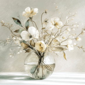 Floral wall art print with warm golden petals and soft neutral tones, elegant decor for modern home