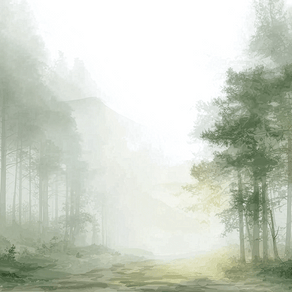 Forest wall art print with hidden pathway and soft light, peaceful nature decor for modern interiors