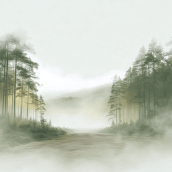 Forest wall art print with soft clearing and gentle light, peaceful decor for modern interiors