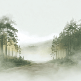 Forest wall art print with soft clearing and gentle light, peaceful decor for modern interiors