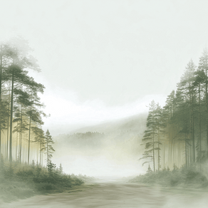 Forest wall art print with soft clearing and gentle light, peaceful decor for modern interiors