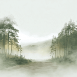 Forest wall art print with soft clearing and gentle light, peaceful decor for modern interiors