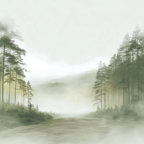 Forest wall art print with soft clearing and gentle light, peaceful decor for modern interiors