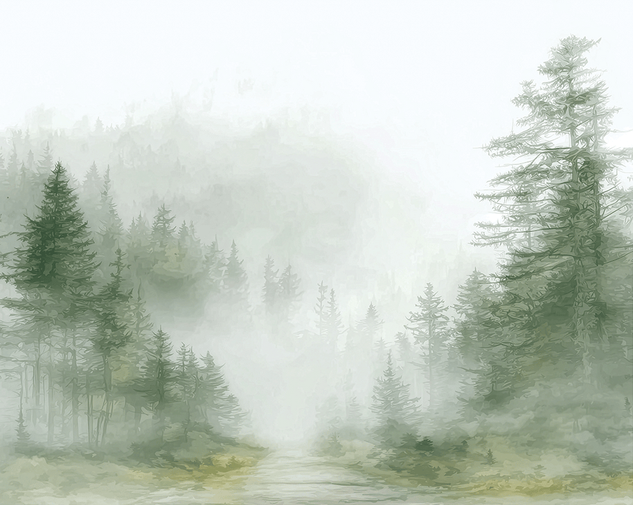 Landscape wall art print with misty ridge and soft horizon layers, neutral decor for modern home