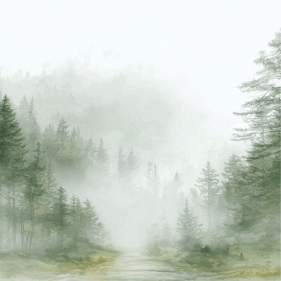 Landscape wall art print with misty ridge and soft horizon layers, neutral decor for modern home