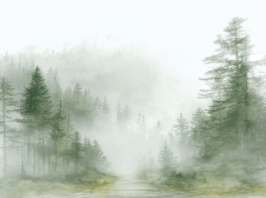 Landscape wall art print with misty ridge and soft horizon layers, neutral decor for modern home