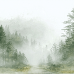 Landscape wall art print with misty ridge and soft horizon layers, neutral decor for modern home