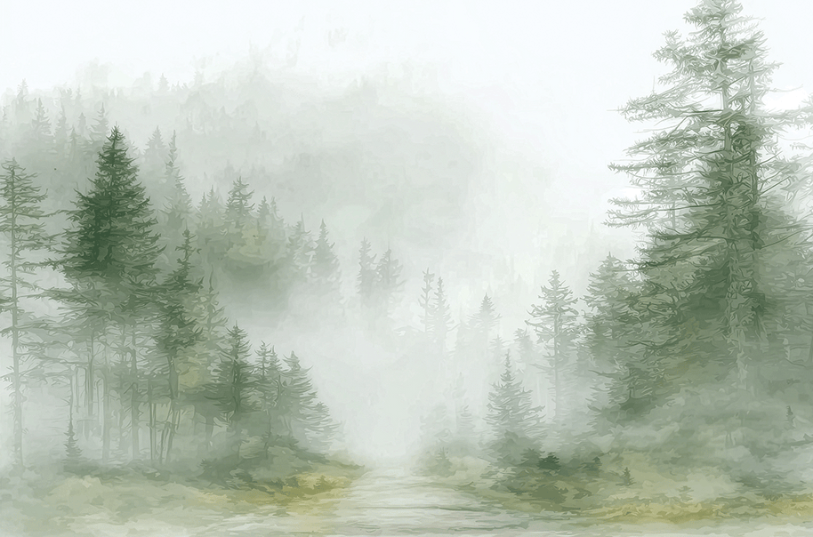 Landscape wall art print with misty ridge and soft horizon layers, neutral decor for modern home