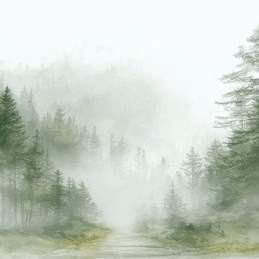 Landscape wall art print with misty ridge and soft horizon layers, neutral decor for modern home