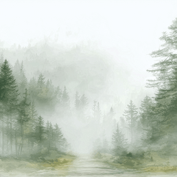 Landscape wall art print with misty ridge and soft horizon layers, neutral decor for modern home