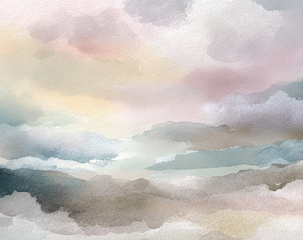 Minimal landscape wall art print with soft fading horizon and neutral tones, modern wall decor