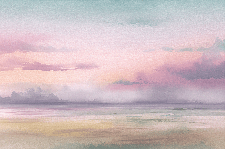 Neutral wall art print with soft misty layers and warm tones, minimalist decor for modern home