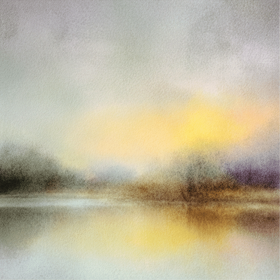 Neutral wall art print with soft glowing light and misty tones, elegant decor for modern home
