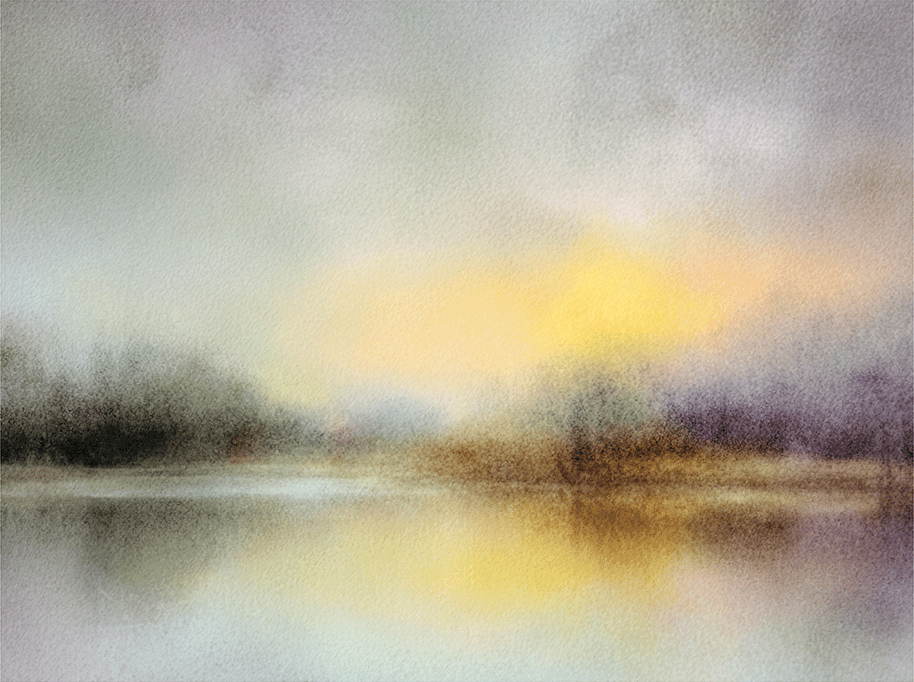 Neutral wall art print with soft glowing light and misty tones, elegant decor for modern home