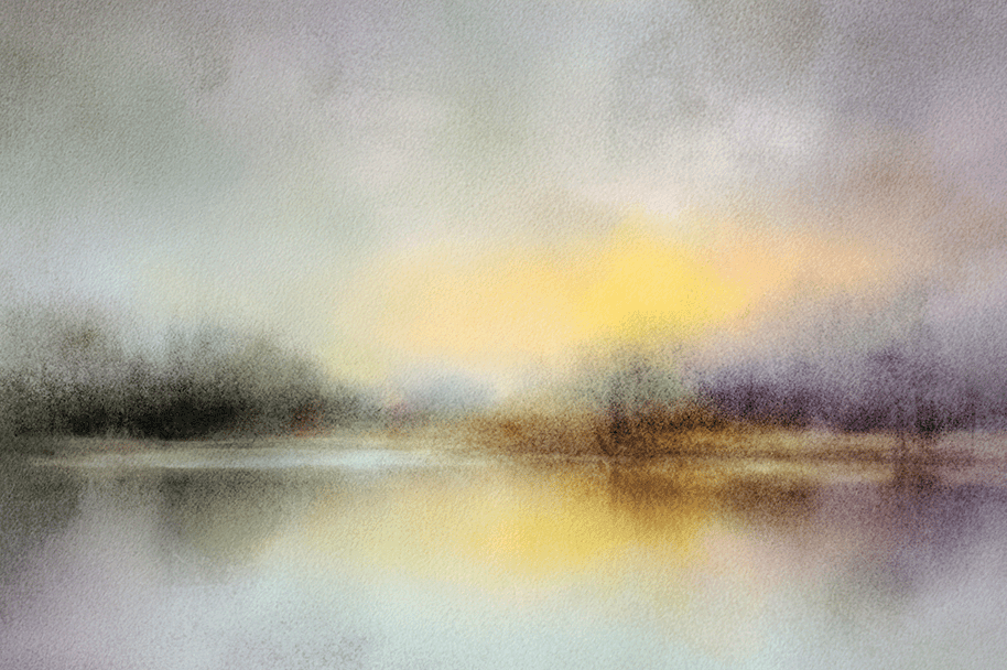 Neutral wall art print with soft glowing light and misty tones, elegant decor for modern home